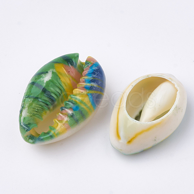 Printed Cowrie Shell Beads X-SHEL-S274-27A-1