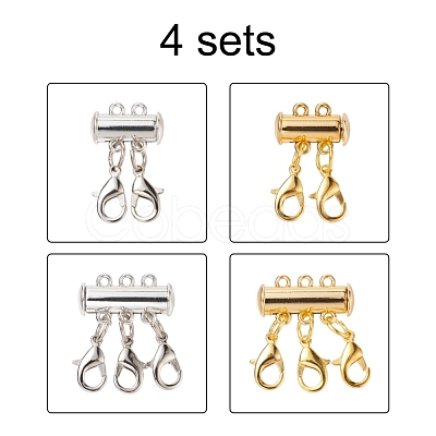 4 Sets 4 Style Alloy Magnetic Slide Lock Clasps FIND-YW0001-42-1