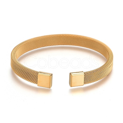 Unisex 304 Stainless Steel Mesh Bangles BJEW-L643-15-1