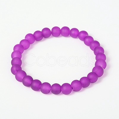 Stretchy Frosted Glass Beads Kids Bracelets for Children's Day BJEW-JB01768-1