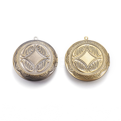 Brass Locket Pendants KK-P177-01AB-1