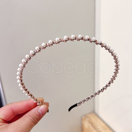 Alloy with Plastic Pearl Hair Bands PW-WG96FFC-05-1