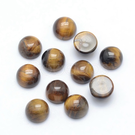 Natural Tiger Eye Cabochons G-P393-R26-6mm-1