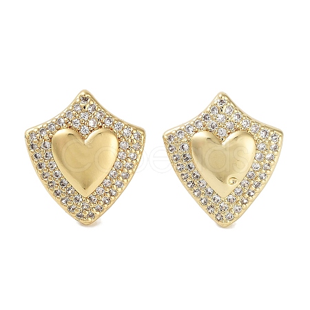 Brass Micro Pave Cubic Zirconia Stud Earrings for Women EJEW-E310-12G-01-1