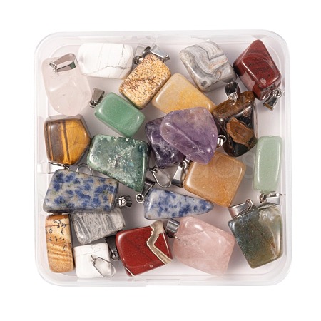 22Pcs 11 Styles Natural Gemstone Pendants X1-G-LS0002-12-1