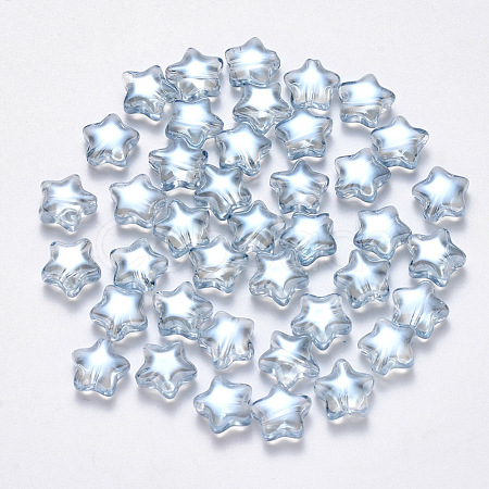 Transparent Spray Painted Glass Beads X-GLAA-R211-04-G02-1