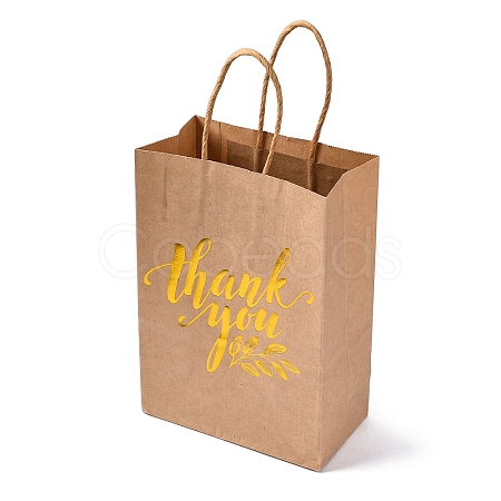 Gold Stamp Thank You Printed Paper Gift Tote Bags ABAG-Q055-03C-1