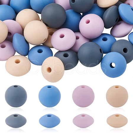 80 Pcs 8 Styles Food Grade Eco-Friendly Silicone Beads SIL-TA0001-02-1
