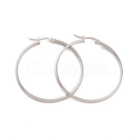 201 Stainless Steel Big Hoop Earrings with 304 Stainless Steel Pins for Women EJEW-E146-07P-B-1