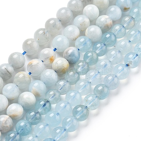 Natural Aquamarine Beads Strands G-R446-6mm-05-01-1