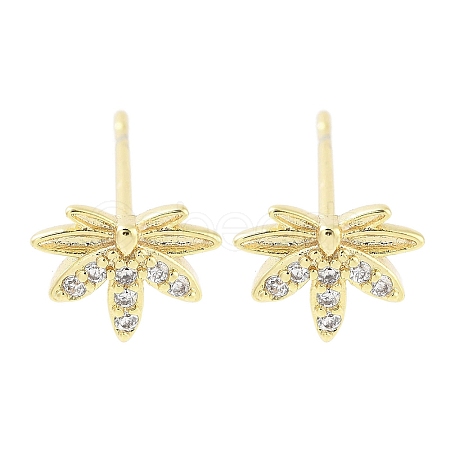 Brass Micro Pave Clear Cubic Zirconia Stud Earrings for Women EJEW-S217-D02-1