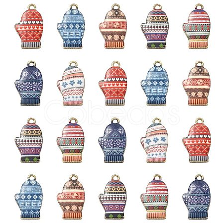 35Pcs 7 Styles Alloy Printed Pendants PALLOY-CJ0002-56-1