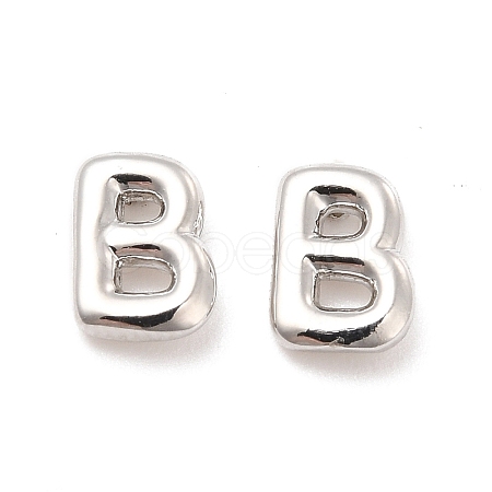 Brass Hollow Out Initial Letter Stud Earrings for Women EJEW-A044-01P-B-1