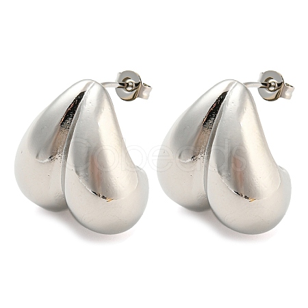 Rack Plating Brass Heart Stud Earrings EJEW-P242-01P-1