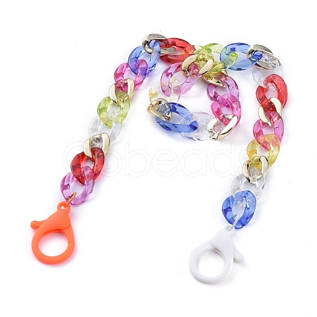 Personalized Rainbow CCB Plastic & Acrylic Curb Chain Necklaces NJEW-JN02878-04-1