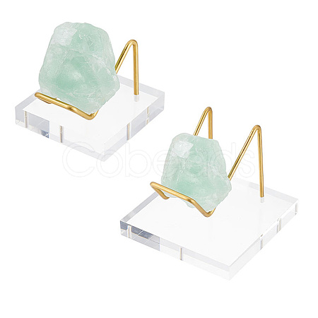 Fingerinspire 2Pcs 2 Style  Brass Crystal Mineral Display Easels ODIS-FG0001-46-1