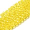 Transparent Glass Beads, Faceted(32 Facets), Round, Gold, 8mm, Hole: 1mm, about 65~67pcs/strand, 49~50cm