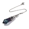 Natural Fluorite Pointed Dowsing Pendulum Big Pendants, Lead Free & Cadmium Free, with Platinum Tone Brass Findings, Hexagonal Cone, 265mm, Hole: 2mm