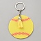 Alloy Keychains, with Acrylic Baseball and PU Leather Tassel, Yellow, 13cm