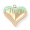 Brass Enamel Pendants, Real 18K Gold Plated, Long-Lasting Plated, Heart, Pale Green, 25.5x27x7mm, Hole: 3.4mm