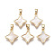 Brass Pendants, with Freshwater Shell, Nickel Free, Real 18k Gold Plated, Star, Seashell Color, 16x13.5x3mm, Hole: 2x4mm