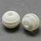 Round Striped Resin Beads, White, 8x7mm, Hole: 1.8~2mm