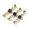 Natural Ocean Agate with Brass Fold Over Clasps, Real 18K Gold Plated, Long-Lasting Plated, Rack Plating, Faceted Twist, 45mm