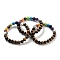 Chakra Round Natural Tiger Eye Beaded Stretch Bracelets, Paw Print Alloy Bracelets for Women, Inner Diameter: 2 inch(5.2cm)