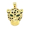 Brass Micro Pave Cubic Zirconia Pendants, Enamel Leopard Head Charms, Real 18K Gold Plated, 23.5x19x7mm, Hole: 4x3.5mm