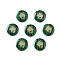 Synthetic Malachite Beads, with Golden Tone Brass Slices, Flat Round with Constellations, Taurus, 15x4mm, Hole: 1mm