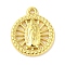 304 Stainless Steel Pendants, Flat Round with Saint Charm, Real 18K Gold Plated, 20.5x17x2.5mm, Hole: 1.6mm