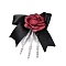 Halloween Party Hair Accessories, Skeleton Hand Plastic & Rose Polyester Alligator Hair Clip, Black, 145x155x34mm