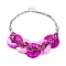 Spray Painted Disc Freshwater Shell & Acrylic Beaed Bib Necklaces, Orchid, 19.29 inch(49~50cm), 49.5mm