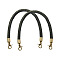 Imitation Leather Bag Handles, Rings Shaped Purse Handles, Black, 300x10~12mm