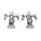 Synthetic Turquoise & Alloy Pendants, Letter Charms, Antique Silver, Letter T, 25x22.5x5mm, Hole: 3mm