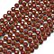 Natural Red Jasper Beads Strands, with Seed Beads, Faceted, Flat Round, 6~6.5x4mm, Hole: 1mm, about 50pcs/strand, 15.35''(39cm)