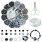 DIY Beaded Stretch Bracelet with Alloy Moon Charms Making Kits, with Scissors, Black, 8x7mm, Hole: 2mm