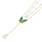 Ion Plating(IP) Golden Tone 304 Stainless Steel Double Layer Butterfly Pendant Necklaces for Women, with Plastic, Green, 16.22 inch(41.2cm)