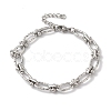 Non-Tarnish 304 Stainless Steel Textured Oval Link Chain Bracelets for Women BJEW-B092-08P-03-1