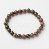 Natural Unakite Round Bead Stretch Bracelets BJEW-L594-A02-1