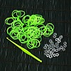 Fluorescent Neon Color Rubber Loom Bands Refills with Accessories DIY-R006-01-1
