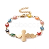 Vacuum Plating 304 Stainless Steel Link Bracelet with Colorful Enamel Evil Eye Chains for Women BJEW-B062-07G-2