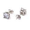 6 Pairs Cubic Zirconia Flat Round Stud Earrings EJEW-G291-04D-M-4