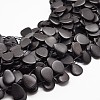 Natural Black Stone Teardrop Beads Strands X-G-E254-28-1