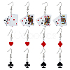 FIBLOOM 3 Set 3 Styles Playing Card Theme Resin Dangle Earrings with Alloy Pins EJEW-FI0003-01-1