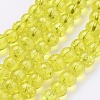 1Strand Yellow Transparent Crackle Glass Round Beads Strands X-CCG-Q001-6mm-04-1