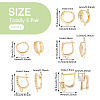 5 Pair 5 Style Brass Micro Pave Clear Cubic Zirconia Hoop Earring Findings KK-TA0001-17-3