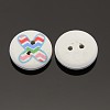 2-Hole Flat Round Mathematical Operators Printed Wooden Sewing Buttons BUTT-M002-13mm-03-2