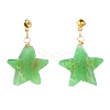 Natural Agate Star Dangle Stud Earrings EJEW-JE04420-02-2