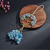 Wire Wrapped Chips Natural Aquamarine Big Pendant Decorations HJEW-SZ0001-27B-2